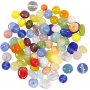 Glazen kralen - gemengde kleuren - ovaal - rond/plat - 350 gr