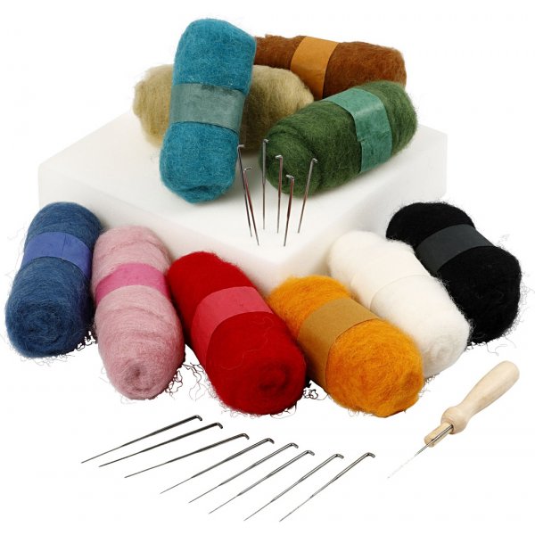 Naaldvilten - startset - gemengde kleuren Naaldvilten - startset - gemengde kleuren