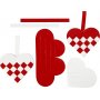 Knutselset - Gevlochten harten - rood/wit - 8 st