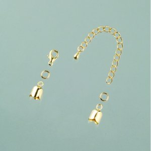 Eindstuk tulp 8 mm - verguld 1 paar met ketting