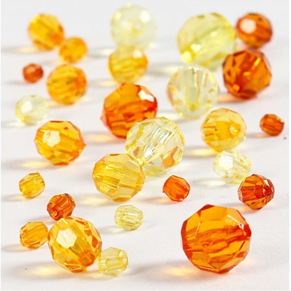 Harmony kunststof facetkralen - gemengd - geel - 45 gr