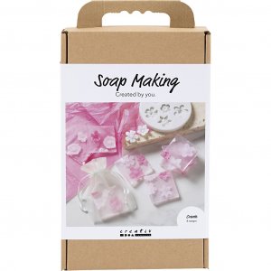 DIY-pakket voor het maken van zeep met roze bloemen DIY-pakket voor het maken van zeep met roze bloemen