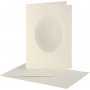 Passepartout kaart met envelop - gebroken wit - ovaal - 10 sets
