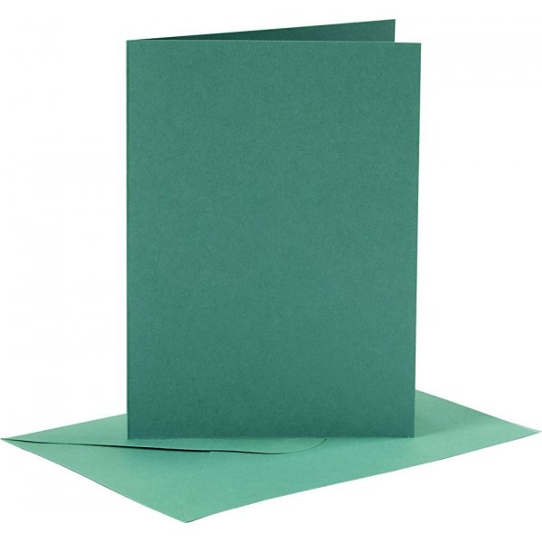 Kaarten en enveloppen - donkergroen - 11,5 x 16,5 cm - 6 sets