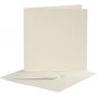 Ansichtkaart met envelop - gebroken wit - 12,5 x 12,5 cm - 10 st
