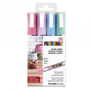 Markerpen ZIG Posterman PMA-30 2mm 4 stuks pastel Markerpen ZIG Posterman PMA-30 2mm 4 stuks pastel