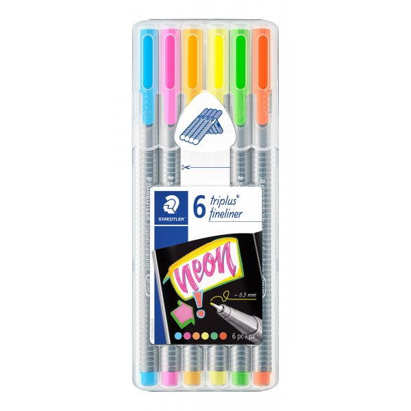 Fineliners Triplus 0,3 mm Neon - 6 stiften