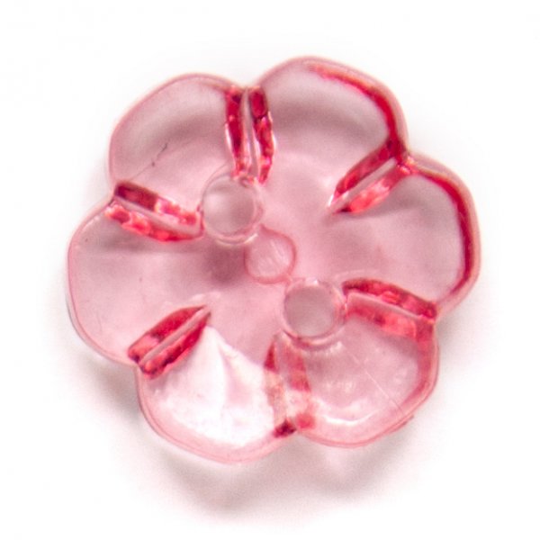 Knoop Bloem 1-gaats 13 mm 5st - Transparant roze