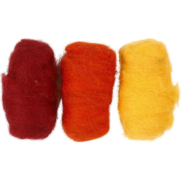Gekaarde Wol - geel/terracotta harmonie - 3 x 10 gr