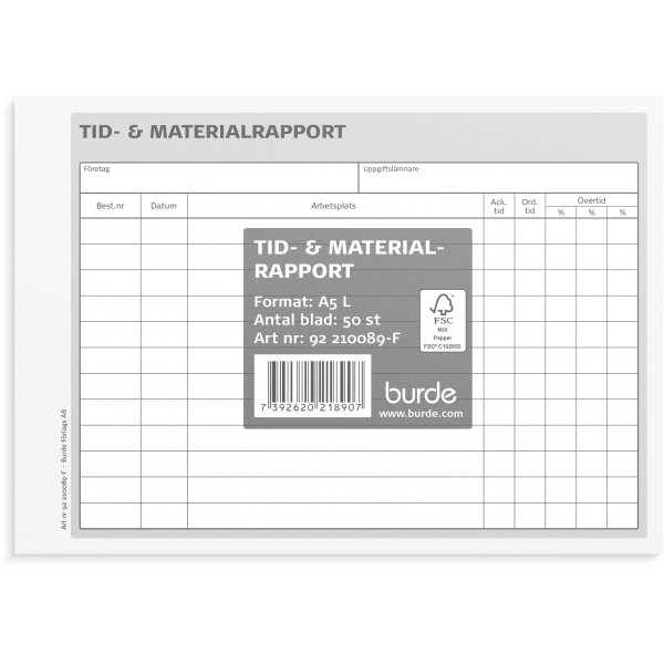 Tijd- en materiaalrapport - A5L