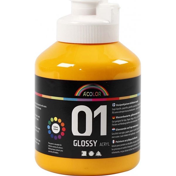 Schoolverf - Acryl - geel - glanzend - 500 ml