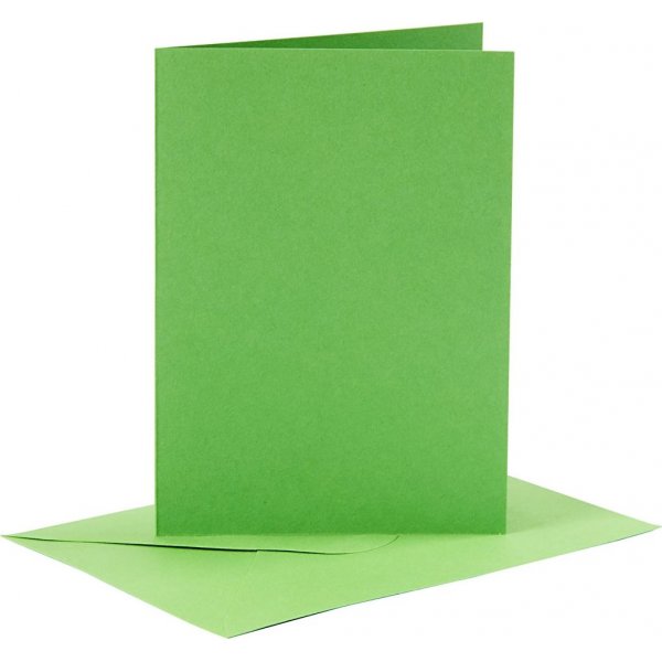 Kaarten en enveloppen - groen 10,5 x 15 cm - 6 sets