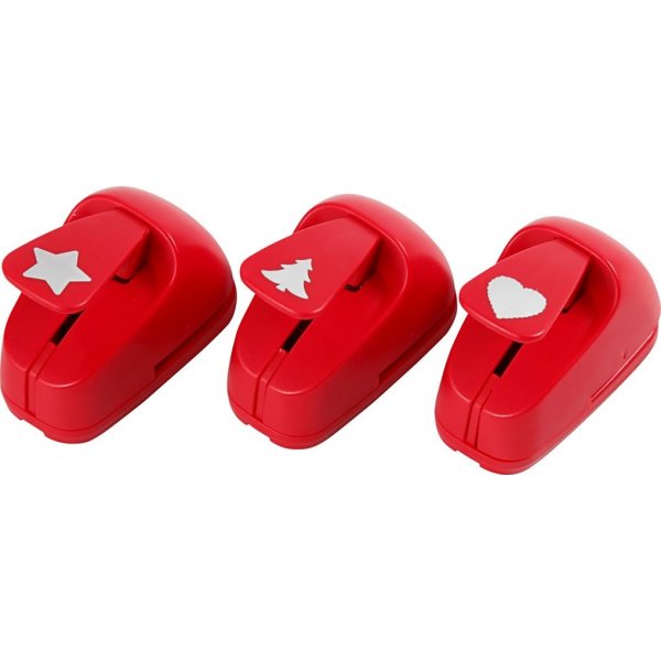 Papierpons - rood - ster - hart - kerstboom - 3 st