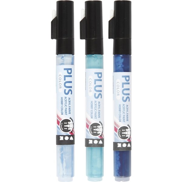 Plus Color Marker - hemelsblauw - marineblauw - turkoois - 3 st Plus Color Marker - hemelsblauw - marineblauw - turkoois - 3 st