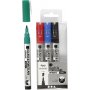 Glas- en porseleinstift - zwart - blauw - groen - rood - semi-dekkend - 1-2 mm - 4 stuks