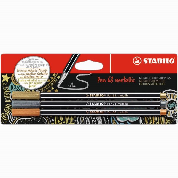 Vezelpen Pen 68 3-pack - Metallic