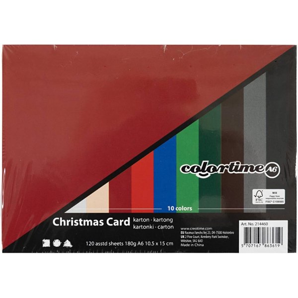 Kerstkarton - gemengde kleuren - A6 - 120 vellen Kerstkarton - gemengde kleuren - A6 - 120 vellen