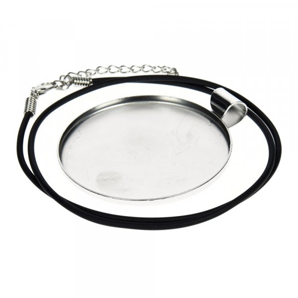 Hanger voor mozaek 49 mm - verzilverd rond, zwarte band