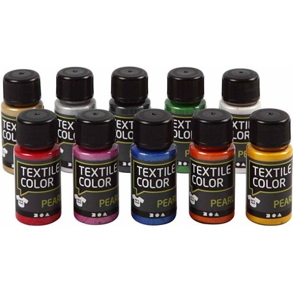 Textile Colour - gemengde kleuren - parelmoer - 10 x 50 ml