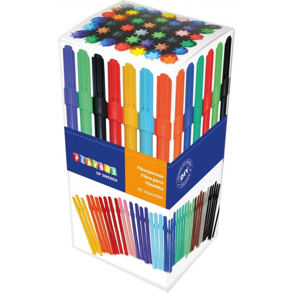 Vezelpennen - verschillende kleuren - smal - 42 st