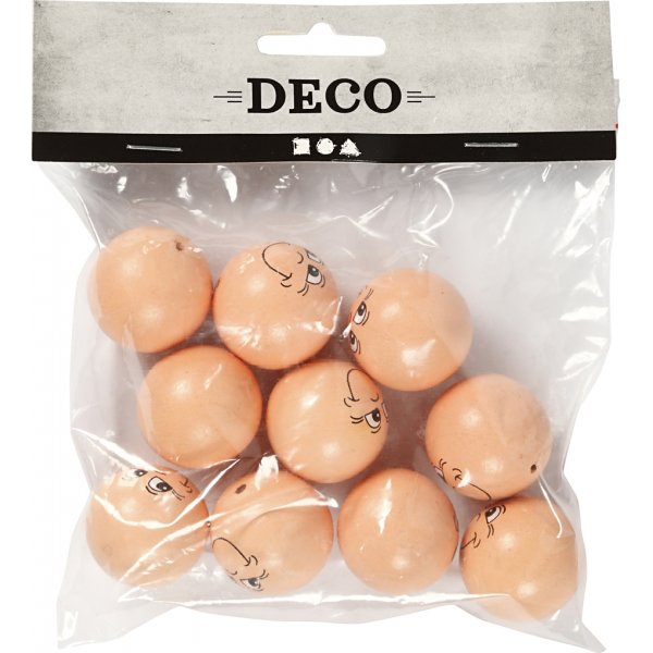 Houten gezichten - 30 mm - ivoor - 10 st Houten gezichten - 30 mm - ivoor - 10 st