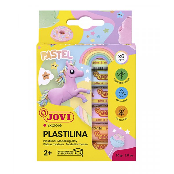 Klei - Jovi Plastilina - 6-pack in gemengde pastelkleuren 15 g