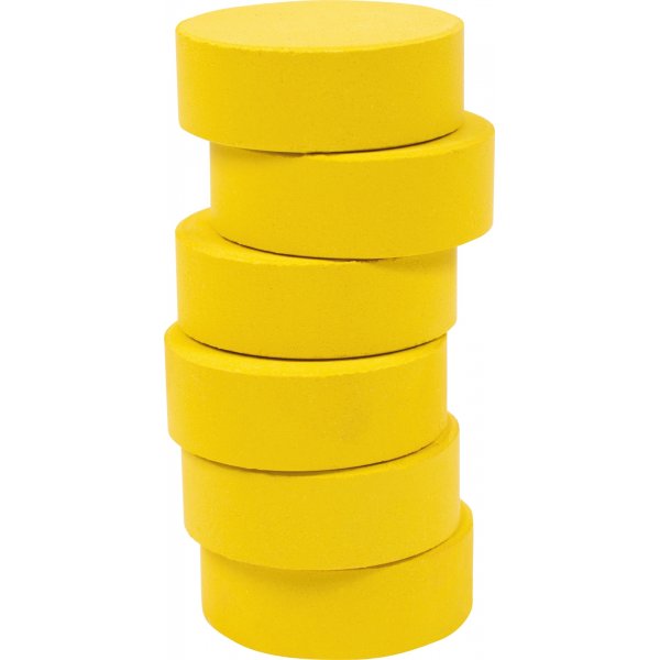 Kleur pucks 44 mm - geel - 6 st