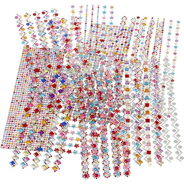 Strasstenen - 2-10 mm - 27 x 9 cm, 12 vellen, inhoud kan variren