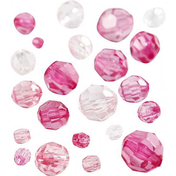 Harmony kunststof facetkralen - gemengd - roze - 45 gr