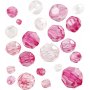 Harmony kunststof facetkralen - gemengd - roze - 45 gr