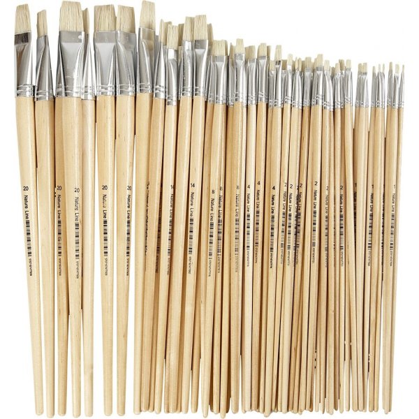 Natur Line Penselen - nr. 1+2+4+8+14+20 - bord - 64 st