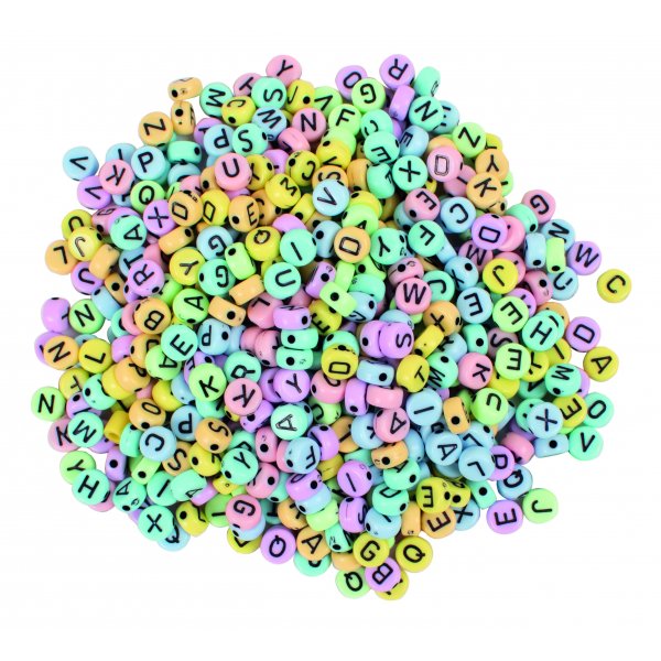 Letterkralen pastel 6,5 x - 6,5 mm - 750 st