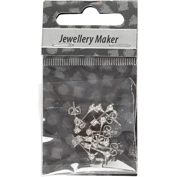 Oorstekers met lus en balletje - verzilverd - 10 st Oorstekers met lus en balletje - verzilverd - 10 st