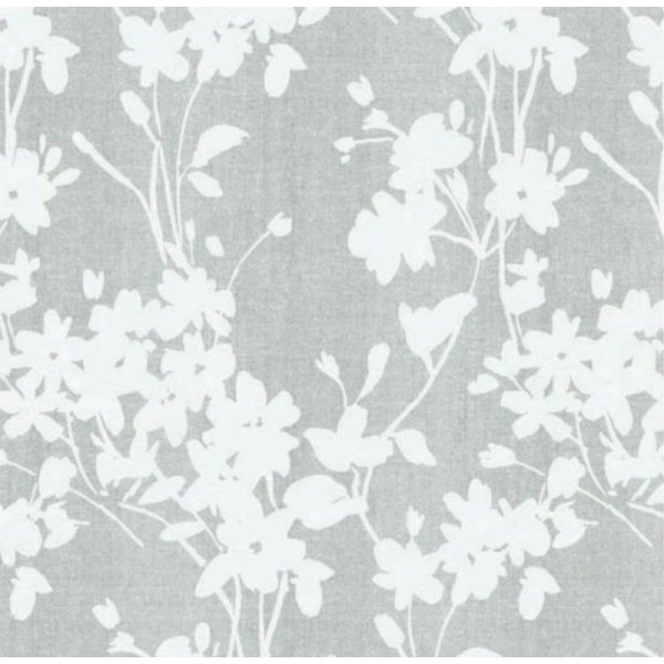 Wasdoek - Witte bloem grijs