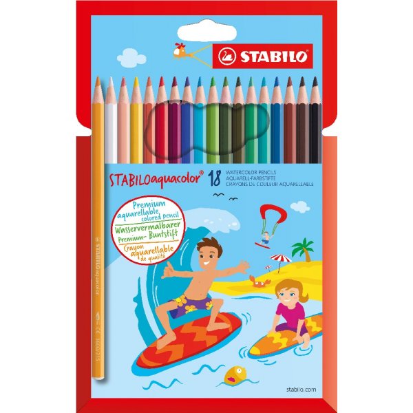 Aquarelpotloden Aquacolor - 18-pack