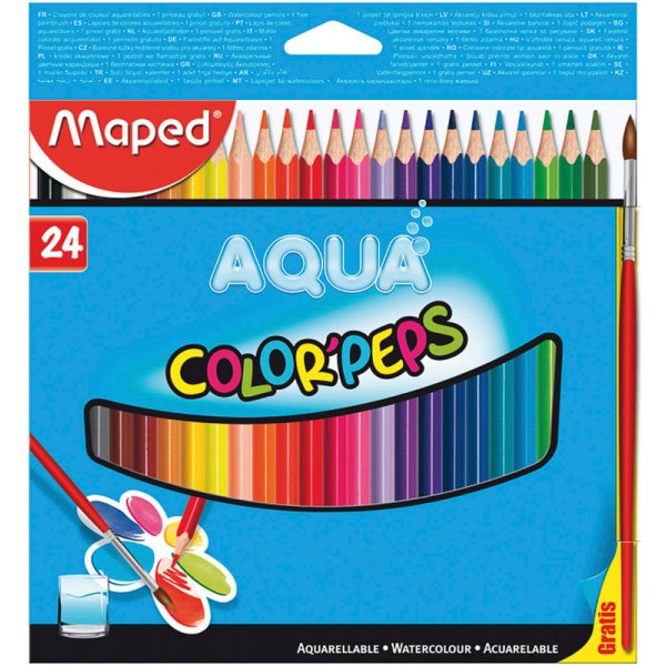 Kleurpotlodenset - Maped - Color'peps Aqua 24 potloden + penseel