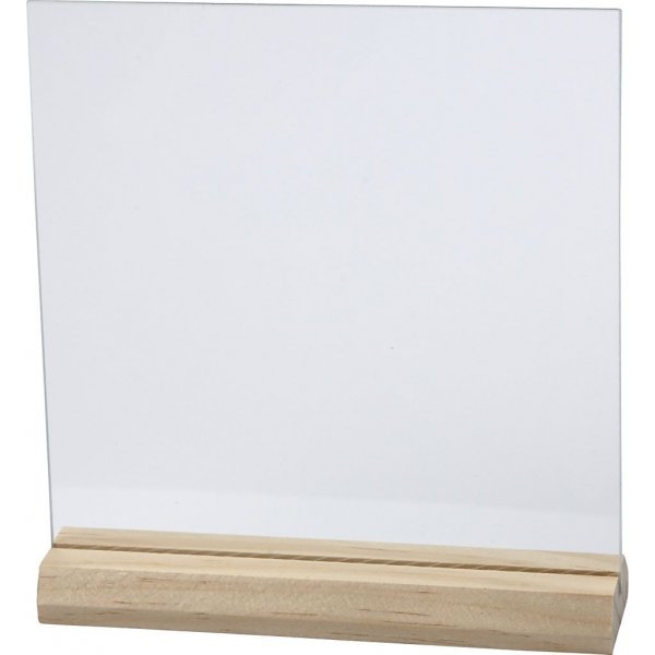 Glasplaat met houten voet - 15,5 x 15,5 cm - 10 sets