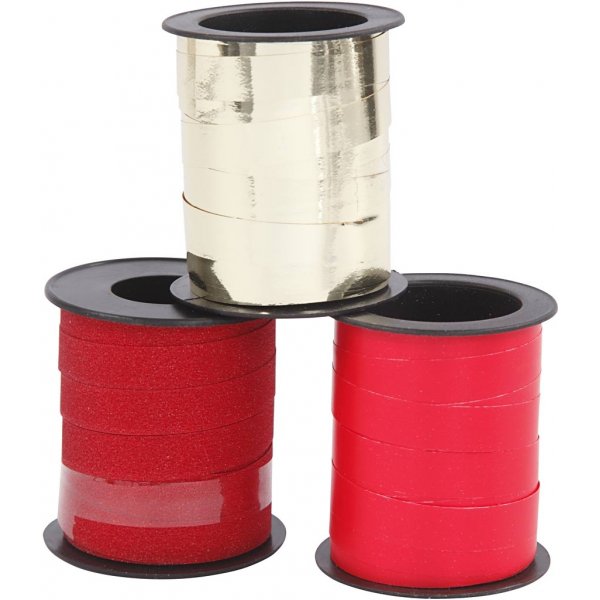 Cadeaukoord - goud - rood - rood - 3 x 15 m Cadeaukoord - goud - rood - rood - 3 x 15 m