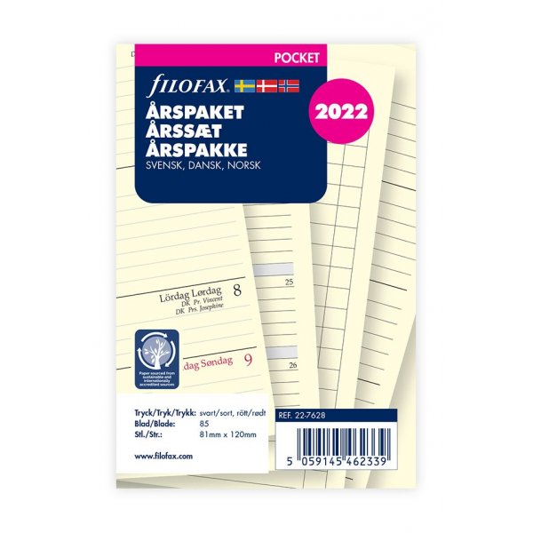 Navulling voor Systeem Kalender Pocket 2022 - Weekspreiding (Jaarpakket)