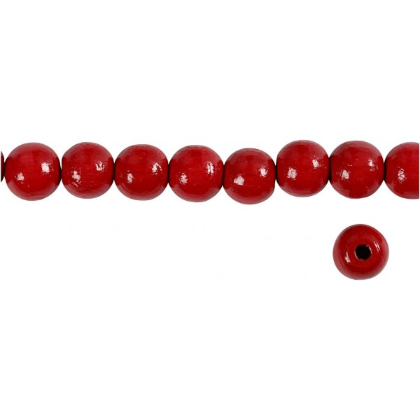 Houten kralen - Ø10 mm - rood - 20 gr Houten kralen - Ø10 mm - rood - 20 gr