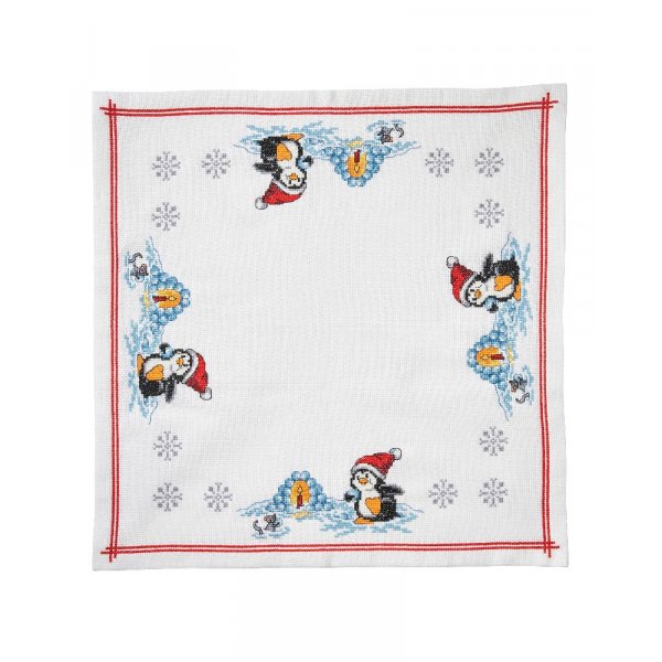 Borduurpakket Canvas - Pingun in kerstmuts